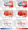 Änderung Hitzestress in Westafrika für das 1.5 °C globale Erwärmungszenario (b, e, h, and k), und für das 2 °C globale Erwärmungsszenario. Lizenz: CC BY-NC-ND 3.0