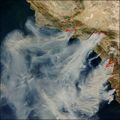 PDSI Kalifornien 1950-2016 Waldbrände in Kalifornien 2003 unter dem Einfluss der trockenen Santa Anna Winde Lizenz: public domain