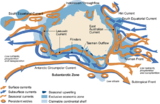 Meeresströmungen rund um Australien Oberflächen- und Tiefenströmungen Lizenz: CC BY