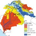 Trockenheitsindex im Indus-Becken Niederschlag minus Verdunstung 1950-2000 Lizenz: CC BY