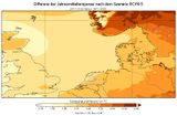 Temperaturänderung bis 2100 Jahresmittel nach Szenario RCP8.5 Lizenz: CC BY-SA