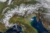 Schneebedeckung der Alpen am 27. März 2016 Lizenz: public domain