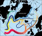 Meeresströmungen im Nordatlantik (1) Atlantische Umwälzzirkulation Lizenz: public domain