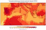 Änderung der Sommertemperatur Bis 2100 nach dem Szenario RCP8.5 Lizenz: CC BY-NC