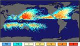 Verbreitung tropischer Wirbelstürme Verbreitung in den verschiedenen Ozeanbecken Lizenz: public domain